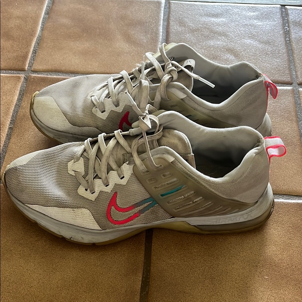 Nike Gray and Pink Athletic Shoes with Mesh Upper